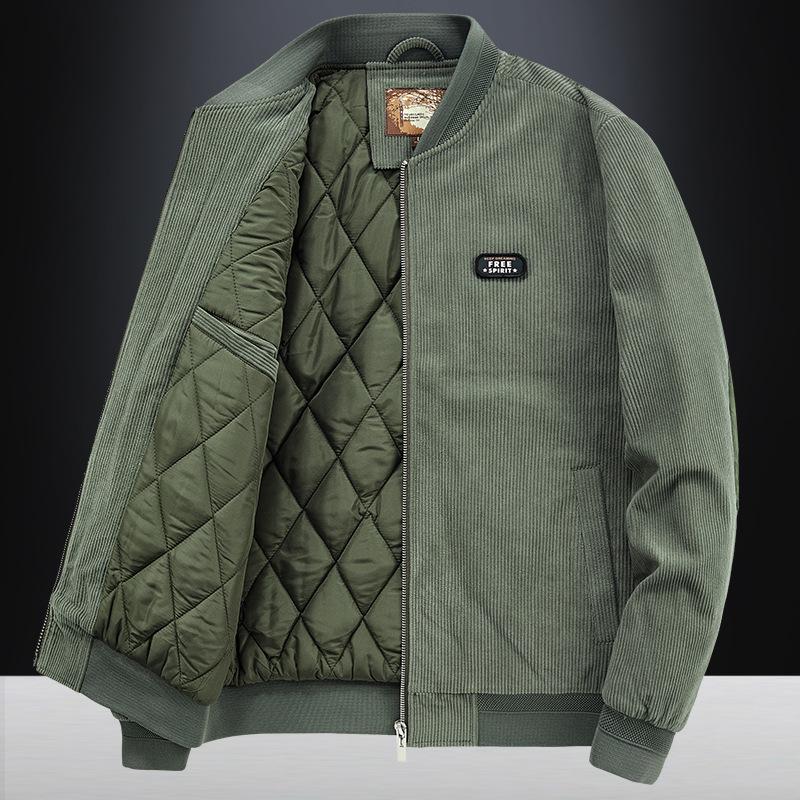 Beliebte Baumwolljacke, lässige Fleecejacke für Herren, dicke Jacke aus Baumwolle mit Baseballkragen