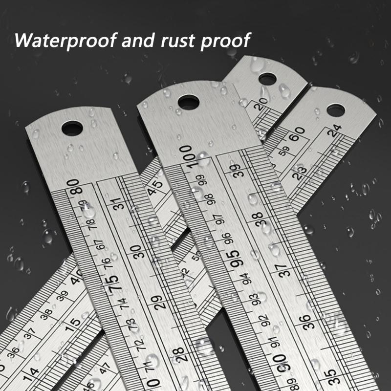 High Accuracy Steel Drawing Ruler with Double Scale System Metric Royal Etched Marks Easy To Use for Engineers