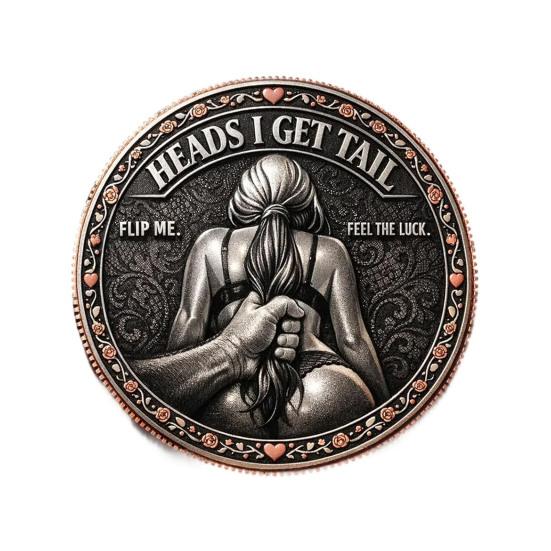 Heads Get Tail/Tails Get Head Commemorative Coin Double-Sided Cheeky Decision Coins Lucky Token Gift for Adults Date Night Ideas