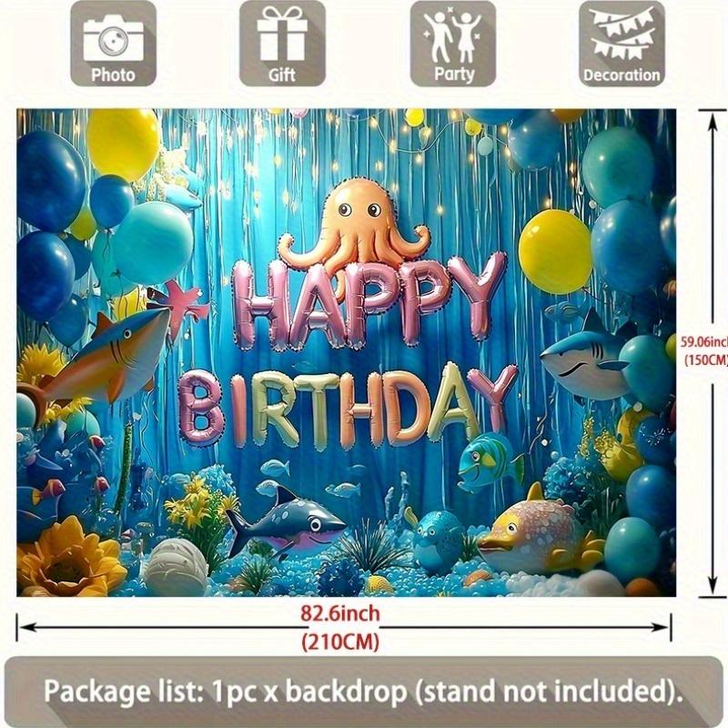 Party Backdrop Under The Sea Ocean Under Balloons Fish Octopus Photo Booth Background Birthday Party Decor