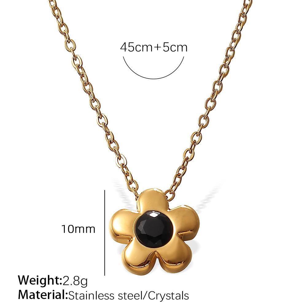Titanium steel small flower necklace female super fairy Mori sweet versatile simple five-petaled flower exquisite collarbone chain