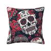 Sugar Skull Pattern Red Square Pillowcase Pillow Cover Cushion Zip Decorative Comfort Throw Pillow for Home Car