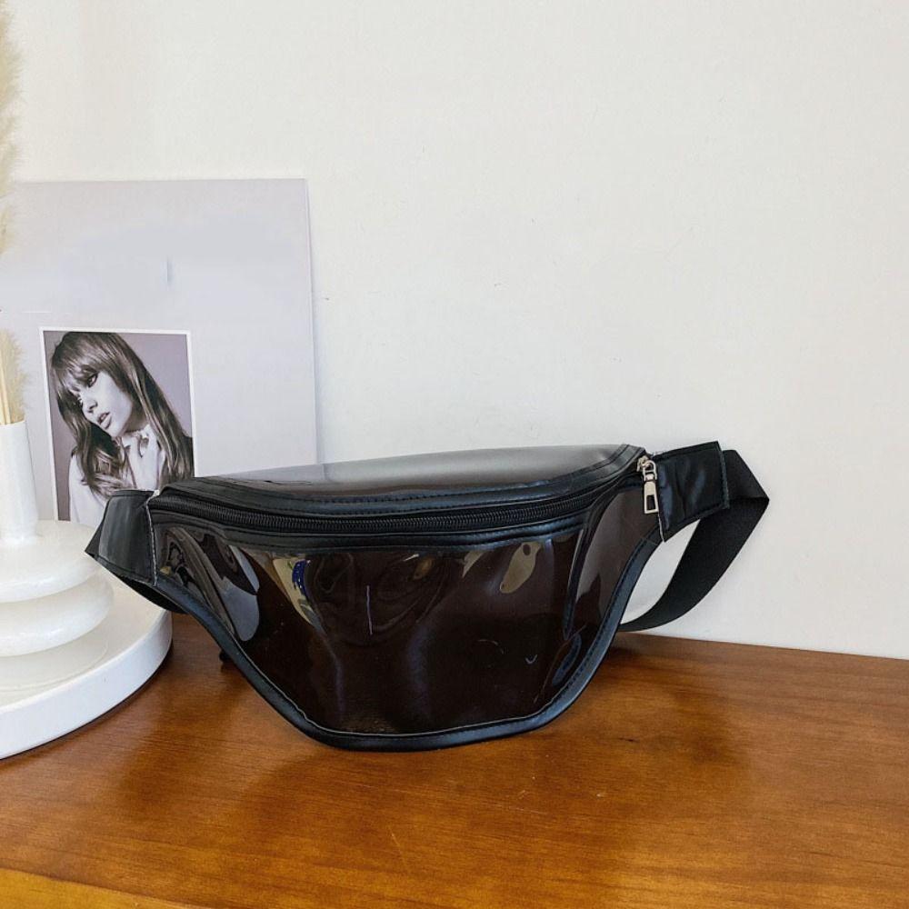 

Zipper Pvc Chest Bag Waterproof Transparent Pack Fashion Transparent Waist Bag Streetwear чорний