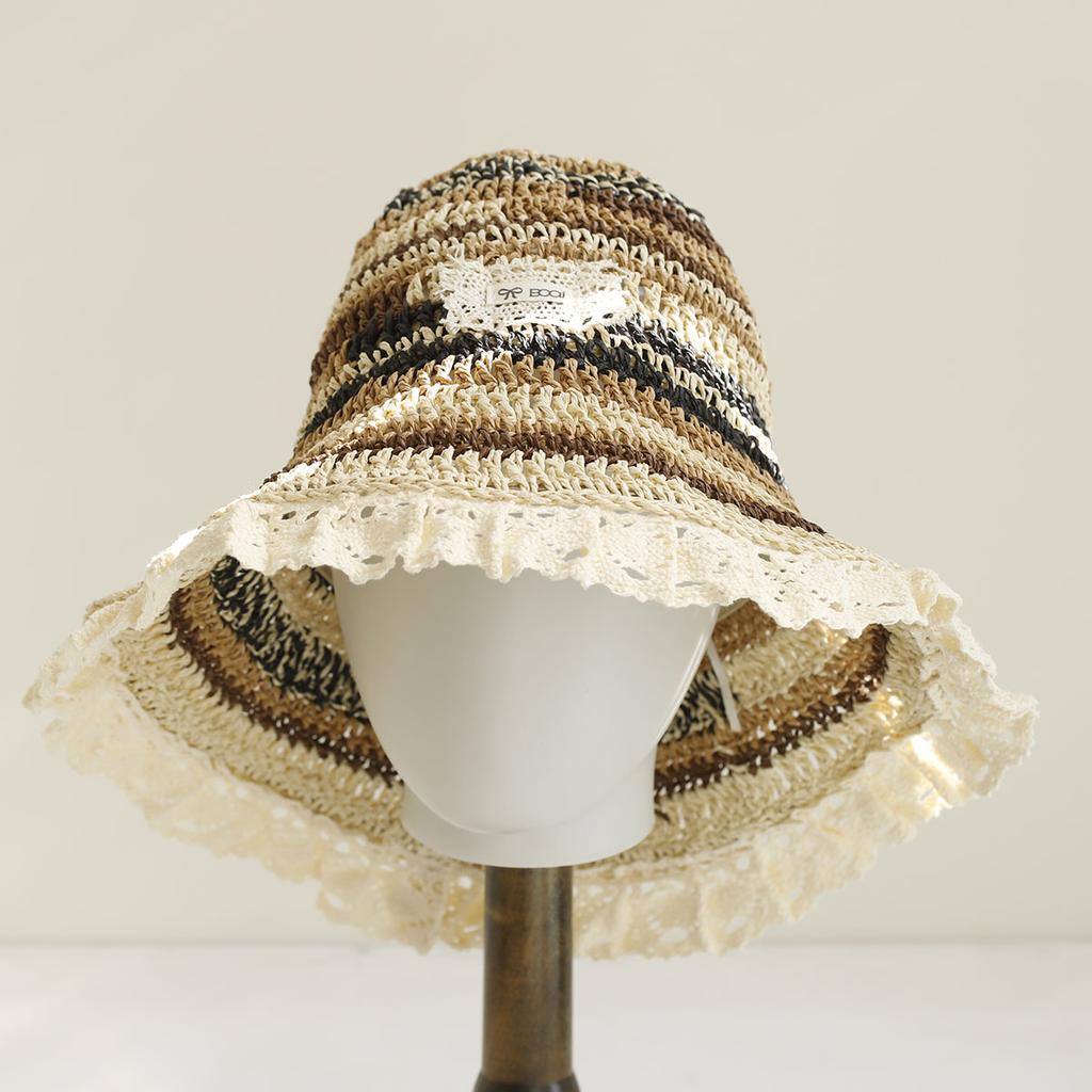 2026 NEW Handmade High quality colorful stripe Sun Hat Floppy Summer Hats For Women Beach Panama Straw Dome Bucket Hat