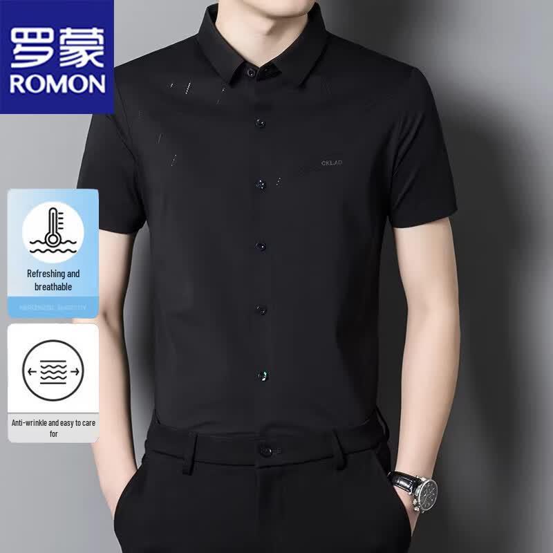 Romon Men s Short Sleeve Ice Silk Casual Shirt 50