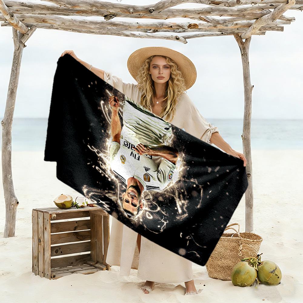 Soccer Player Action Beach Towel High Absorbency & Quick-Dry Comfortable Lightweight