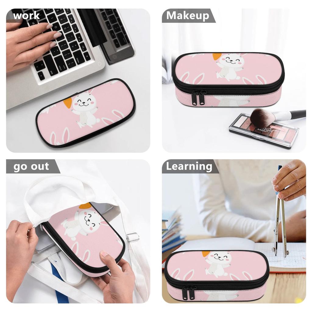 School Pencil Case Neat Design Strong Polyester Fabric Smooth Zipper with Mesh Pocket Removable Divider and Pen Slots for Students