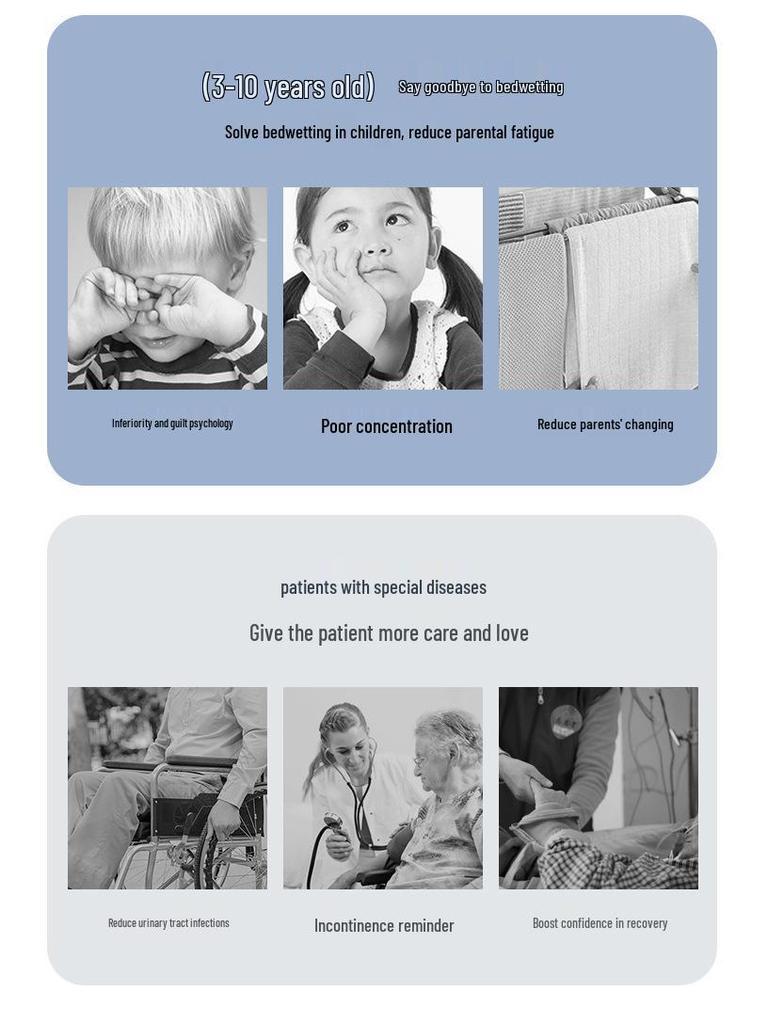 Wireless Bedwetting Alarm for Children and Elderly: Prevents Colds, Reduces Enuresis, and Prevents Skin Irritation.