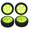 4Pcs RC Tires 5 Holes 17mm Hex Diameter Sturdy Green RC Wheel Rims Tires For Traxxas 1 8 RC Car