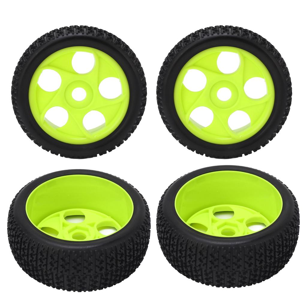 4Pcs RC Tires 5 Holes 17mm Hex Diameter Sturdy Green RC Wheel Rims Tires For  1/8 RC Car