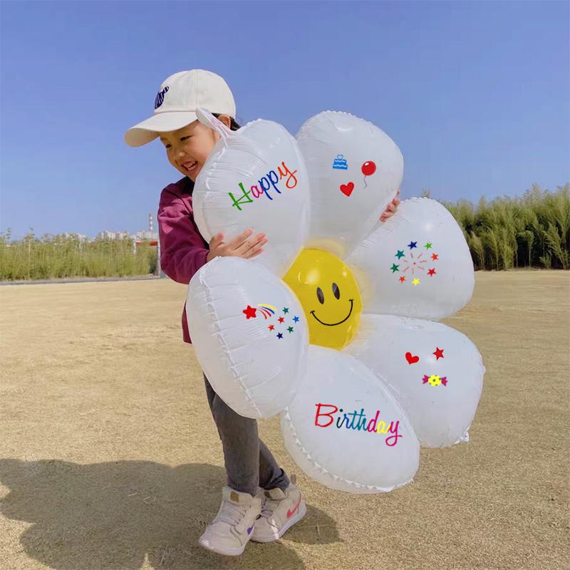 White Outdoor Baby's First Birthday Number Balloons - Children’s Photo Prop and Birthday Decoration Scene