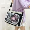 Japanese Sweet Girly Bow Single Shoulder Transparent Badge Tote