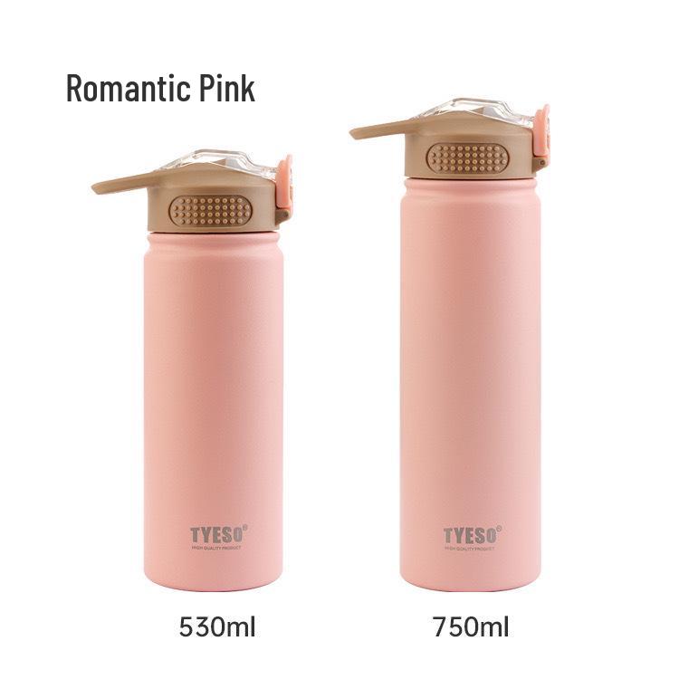 

TYESO Matte Large Capacity Insulated Straw Cup for Female Students - Personalized Portable Stainless Steel Bottle 600ml