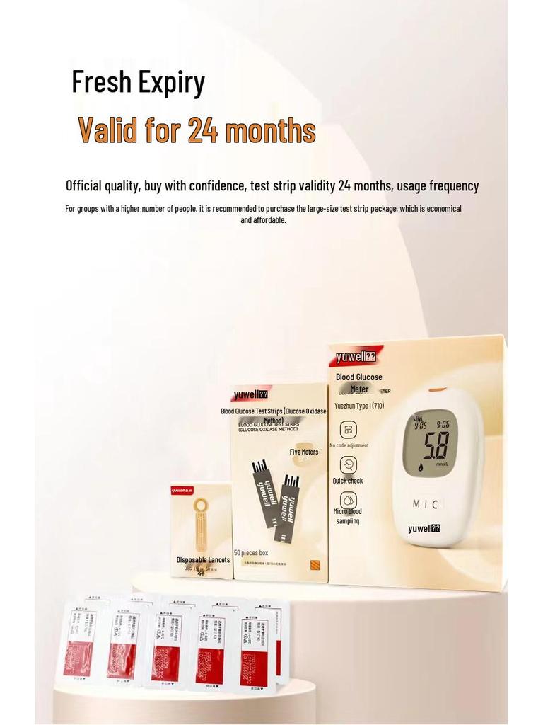 Yuyue Yuezhun I 710 High-Precision No-Code Blood Glucose Test Strips for Household Use