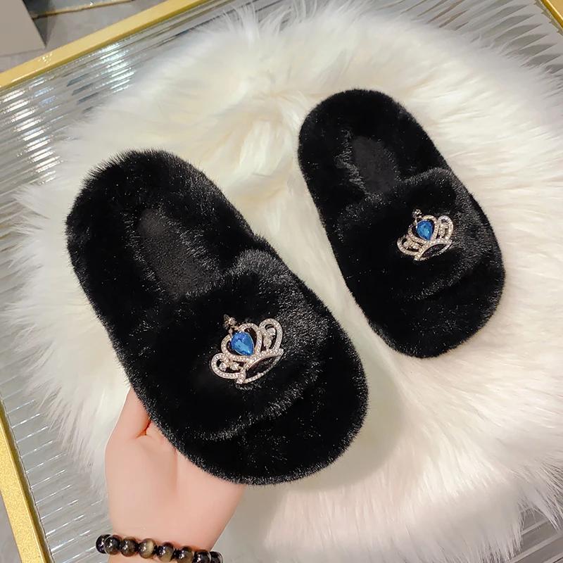 2024 new  children plush slippers home indoor warm thickened non-slip baby cute slippers kids shoes  toddler girl shoes