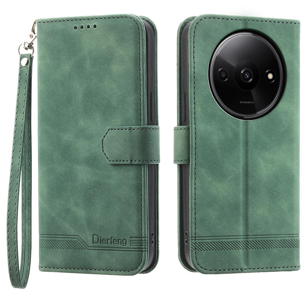 DIERFENG DF-03 Flip Cover for Xiaomi Redmi A3/Poco C61 4G Shockproof Imprinted Wallet Stand Mobile Leather Case