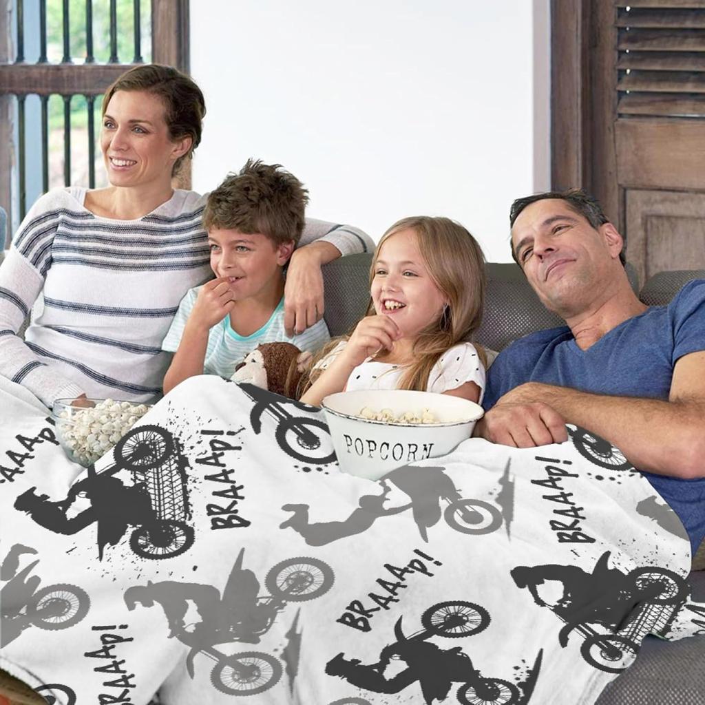 Dirt Bike Blanket Gifts,Ultra Soft Motorbike Throw Blanket| Gifts for Extreme Sports Motorcycle Lover,Motorcycle Blanket Decor for Sofa Bed Couch for