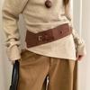 Luxurious Matte Finish Wide Belt PU Waistband Slimming For Women Retro Clasp Two Color Option Easy Styling