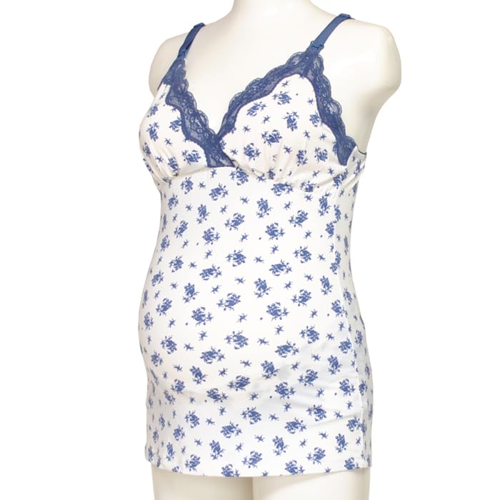 Mamiruna Lace Nursing Camisole with Navy Floral 832726 Women's Cups, Print,