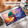Tree of Life Theme Soft Crystal Velvet Rug Custom Name & Text Print Non Slip Floor Rug for Bedroom Living Room