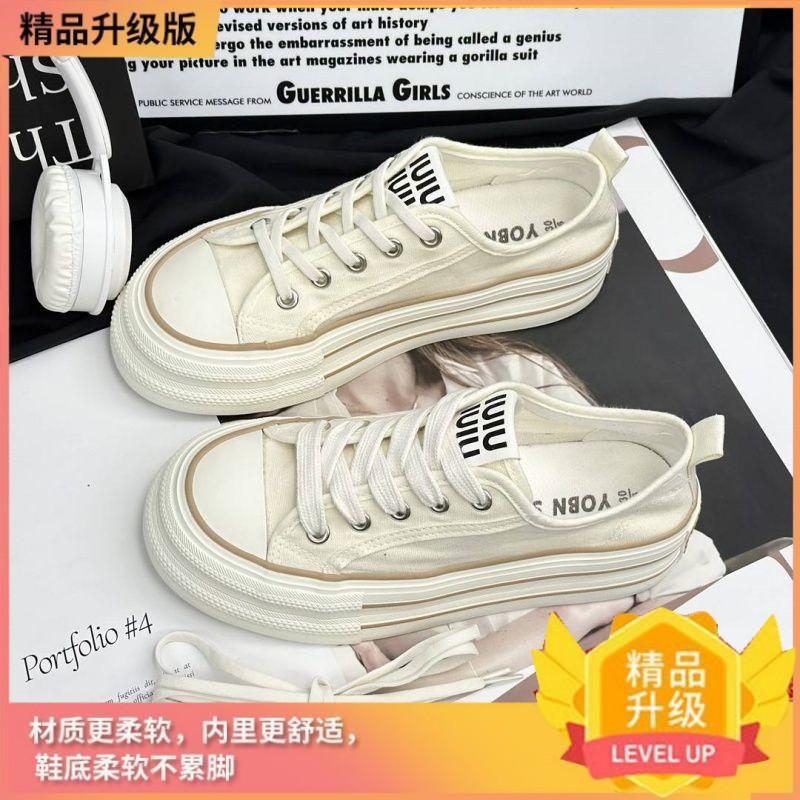 2025 Summer Retro Board Shoes Stacked Lace-up High-value Commuter Shoes Black and Red Canvas Shoes Ins Versatile and Wear-resistant