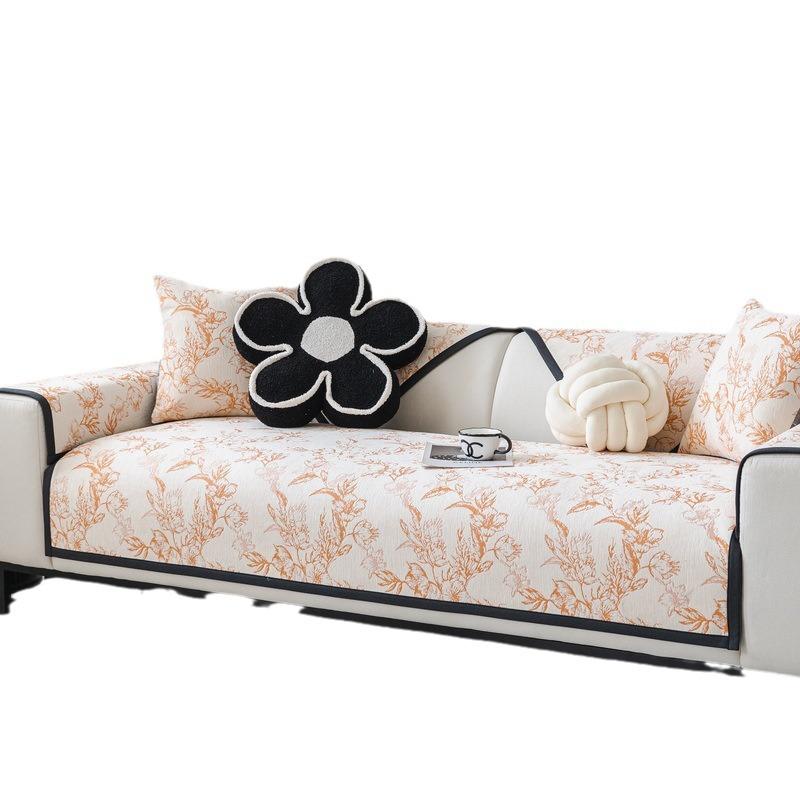 Vintage Printed Sofa Cushion Four Seasons Universal Cover Cloth High Sense Non-Slip Leather Sofa Cover Cushion