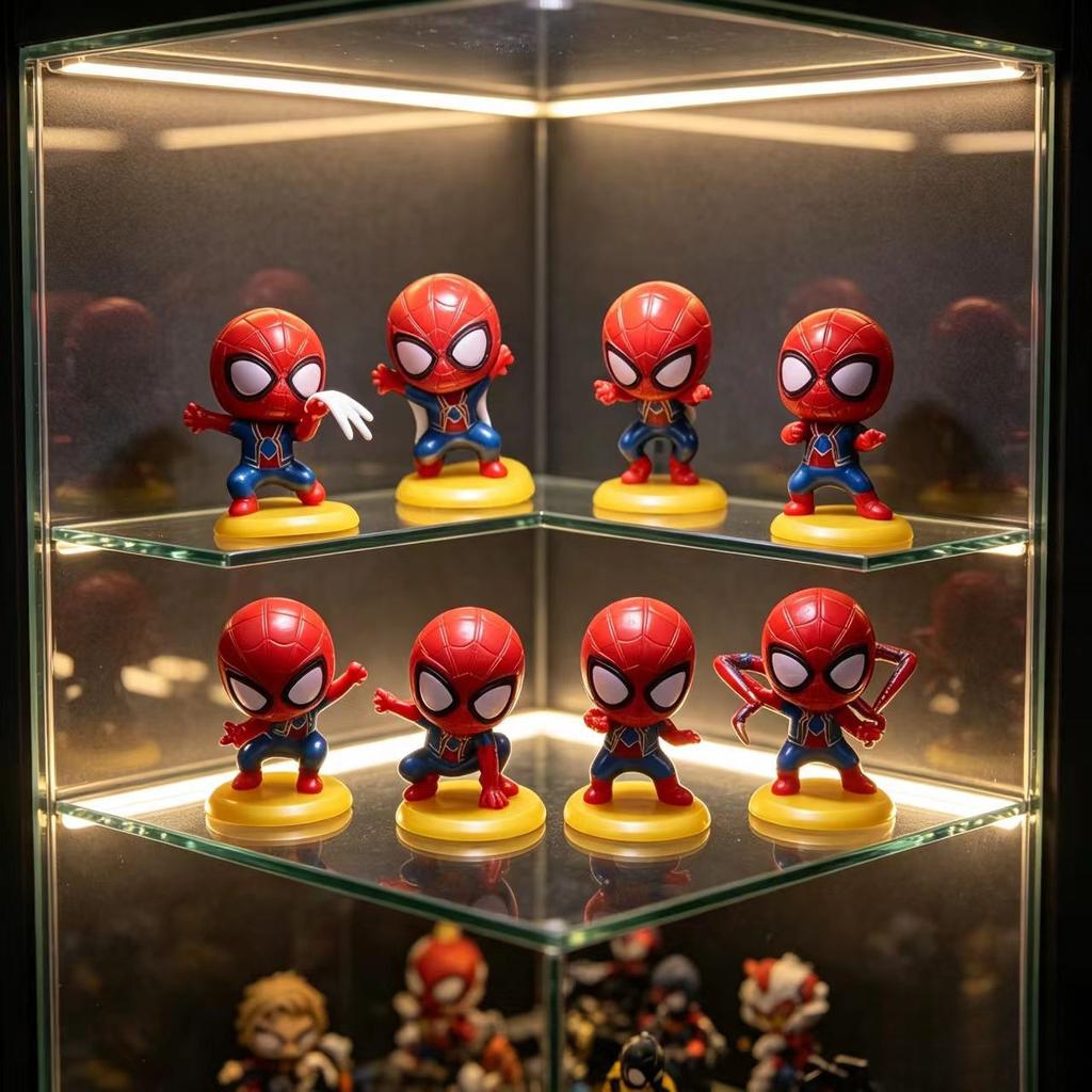Q Version Spider-Man Action Figure Set 8 Pcs Cute Mini Collectible Toys for Kids Birthday Party Cake Decorations Party Favors 8pcs
