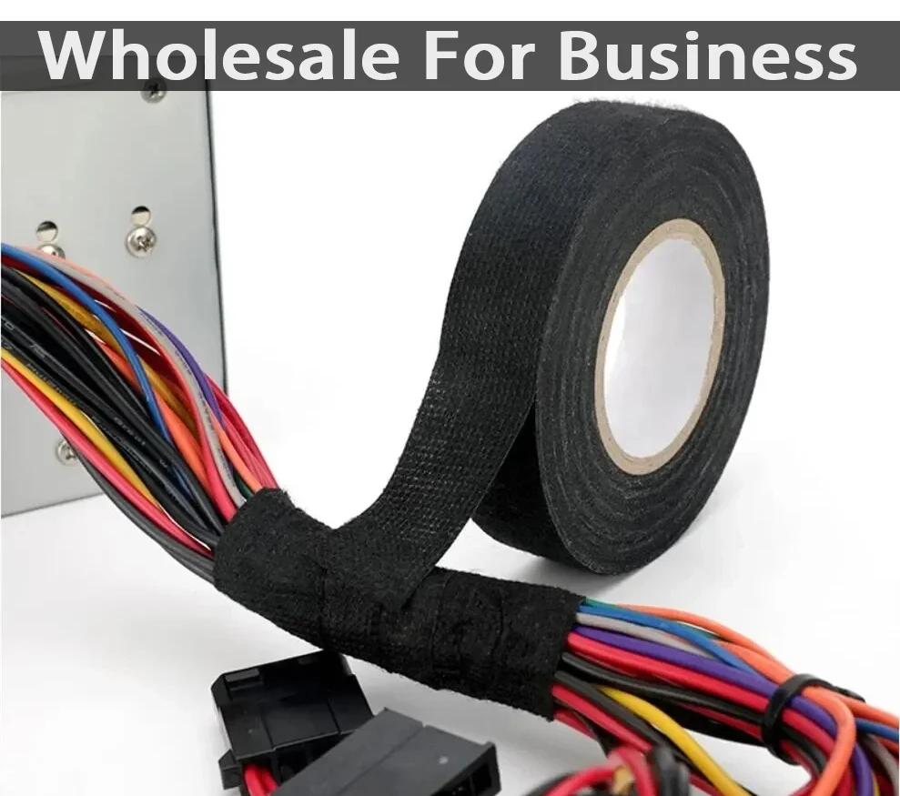 

15-метрова термостійка вогнезахисна стрічка Коропласт, клейка тканинна стрічка для автомобільного джгута кабелів Захист ткацького верстата 9mm&15Mx1 чорний