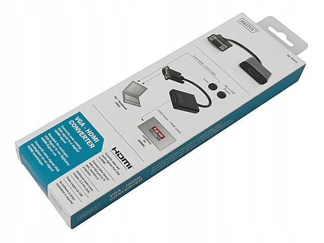 Kabel adapter DIGITUS VGA do HDMI 1080p FHD audio 3.5mm MiniJack