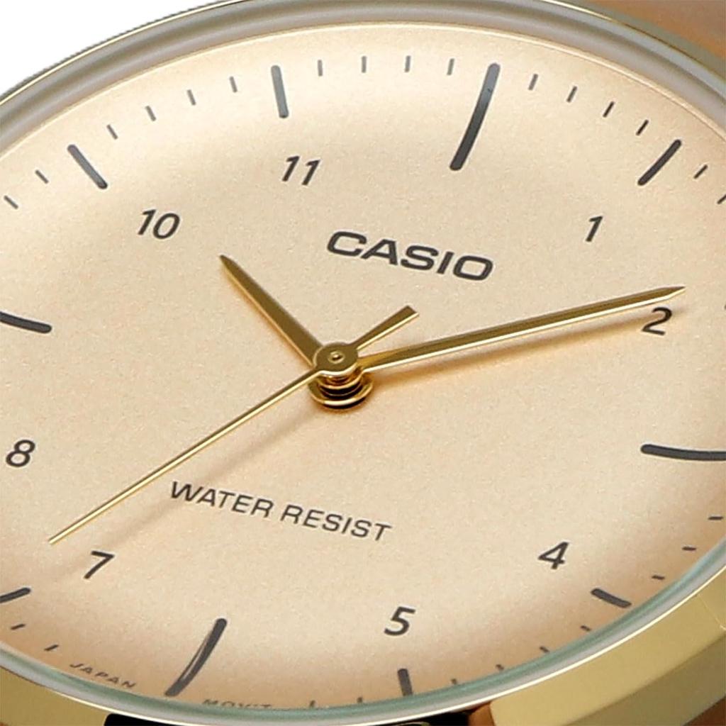 CASIO LTP-VT03GL-4B analog quartz ladies watch pale orange metallic x beige leather band overseas model