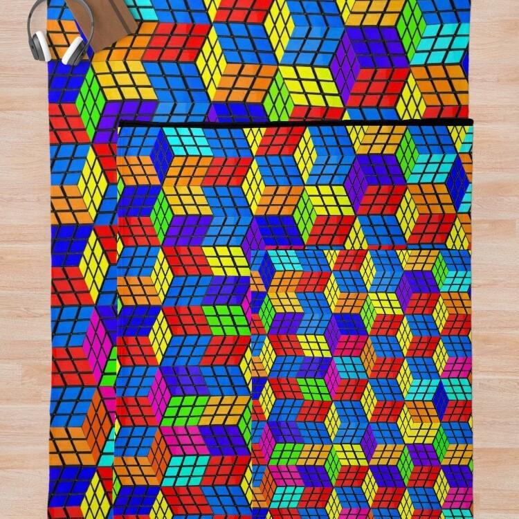 Color Rubik'S Cube Pattern Flannel Blanket Digital Printing Blanket Bedspread Leisure Sofa Blanket