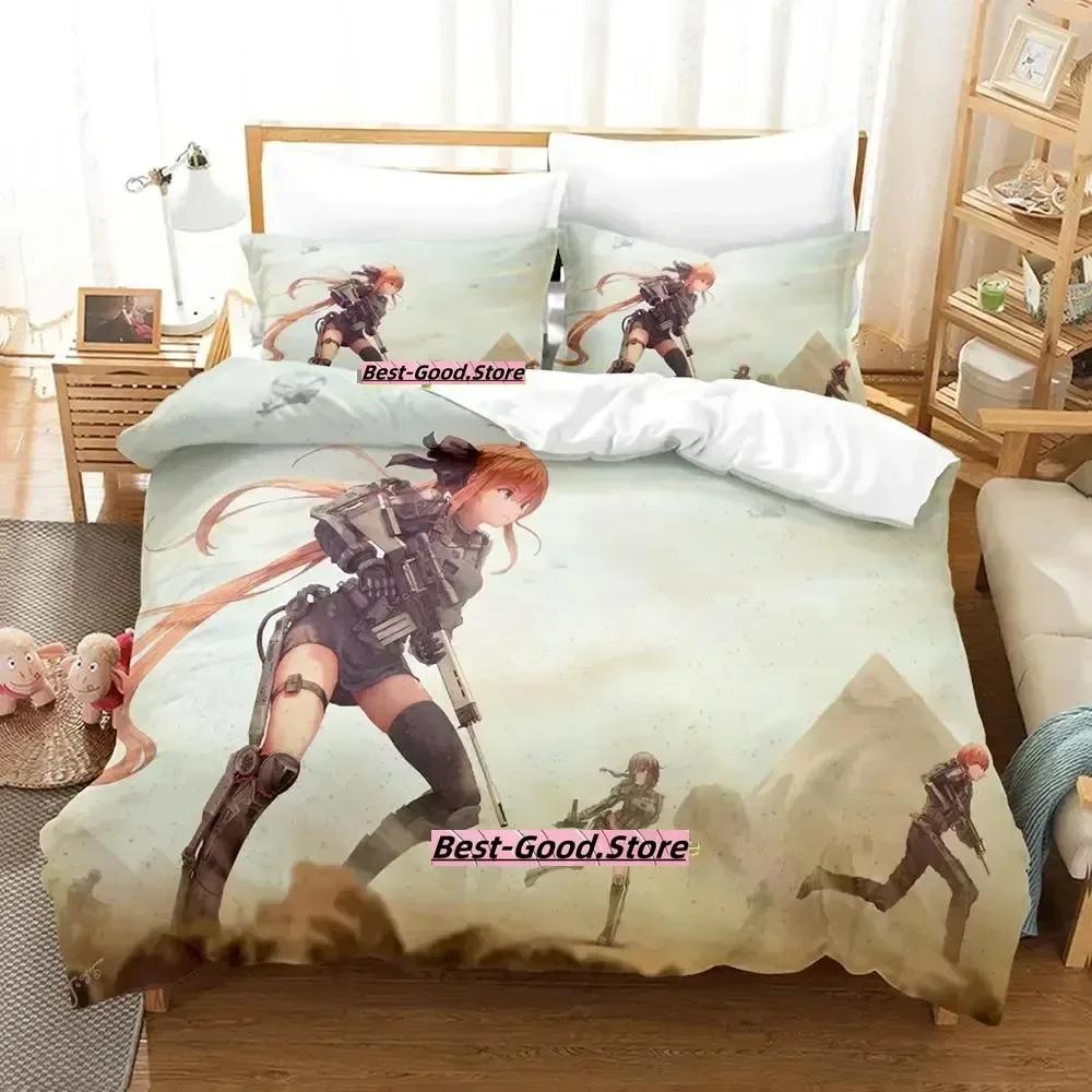 Spel Girls Frontline Anime Kawaii Tryckt Sängset Påslakan Örngott Sängkläder Sänglinne Lakan Täcke Drottning King Size