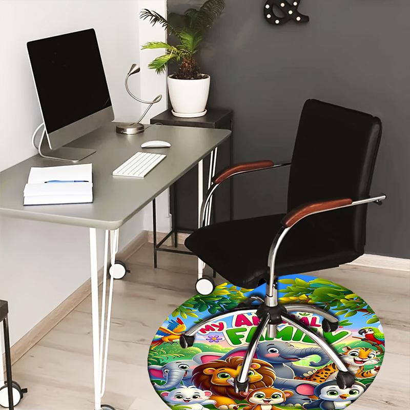 

1PC Animal Family Non-Slip Floor Round carpet, Office, family, bedroom, Large Area Rug Indoor Rugs, Durable PolyesterH0323 80cm by 80cm