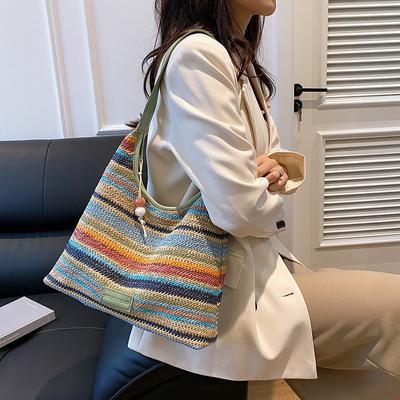 Bag Women's New Fashion Shoulder Bag Autumn Popular Woven Tote Large-capacity Vacation Straw Bag