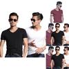 Mens Summer Casual Fashion V-neck T-shirt In Premium Quality Solid Colors