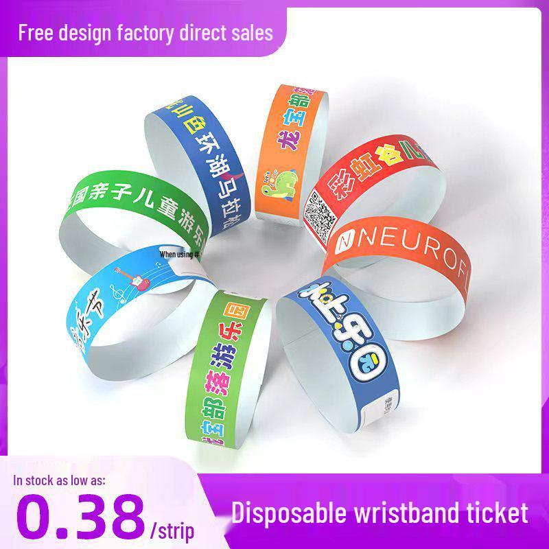 Fluorescent Tyvek Wristband for Amusement and Children's Parks