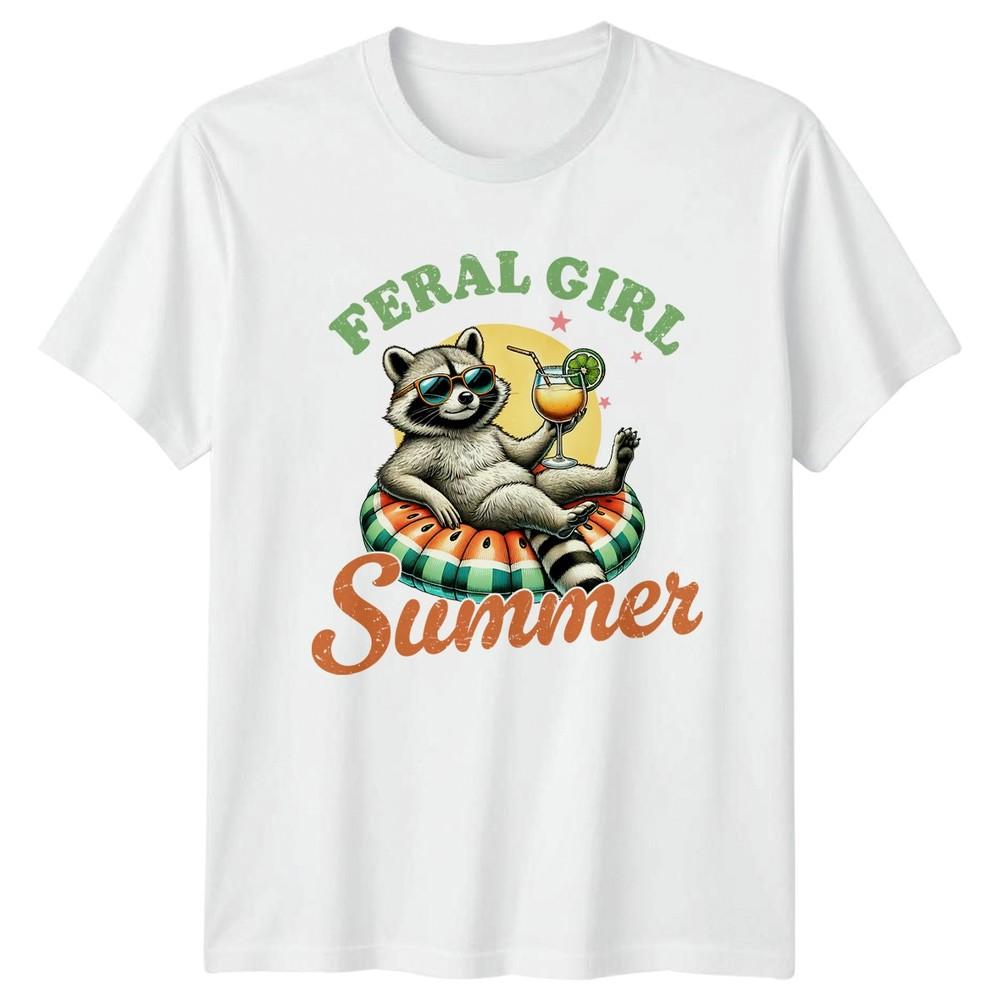 Feral Girl Summer Unisexs TShirt Raccoon Party Wildlife Gift For Her S
