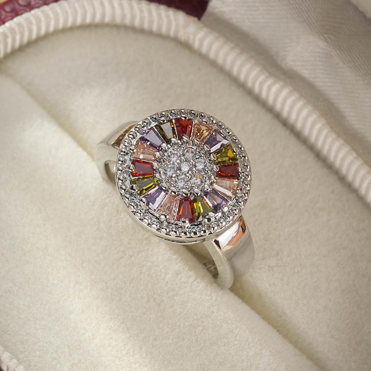 

Luxury Female Rings Sterling Silver Colorful Zircon Rings for Women Flower Shaped Wedding Engagement Gift Anillos 6