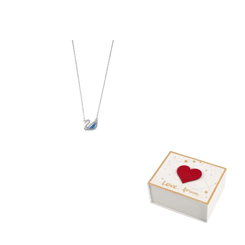 Swarovski Swan Alloy Crystal Necklaces Womens Blue F-white gift box синий
