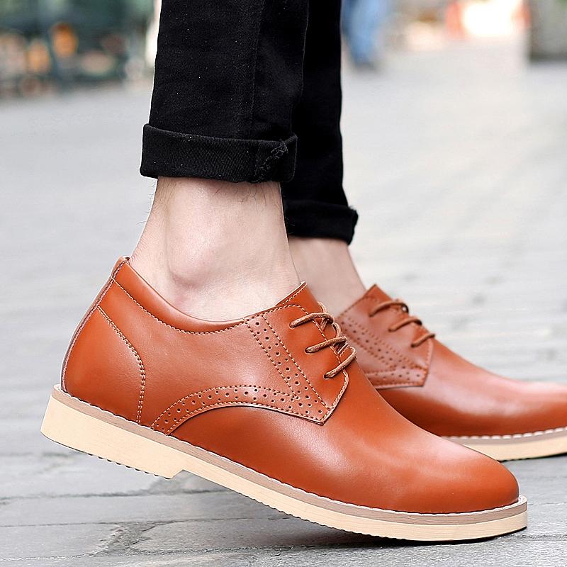 Fashion Genuine Leather Men Casual Elevator Shoes Wedding Business 6-7 CM Height Increase Lift Shoes Invisible Taller Fashion Leisure
