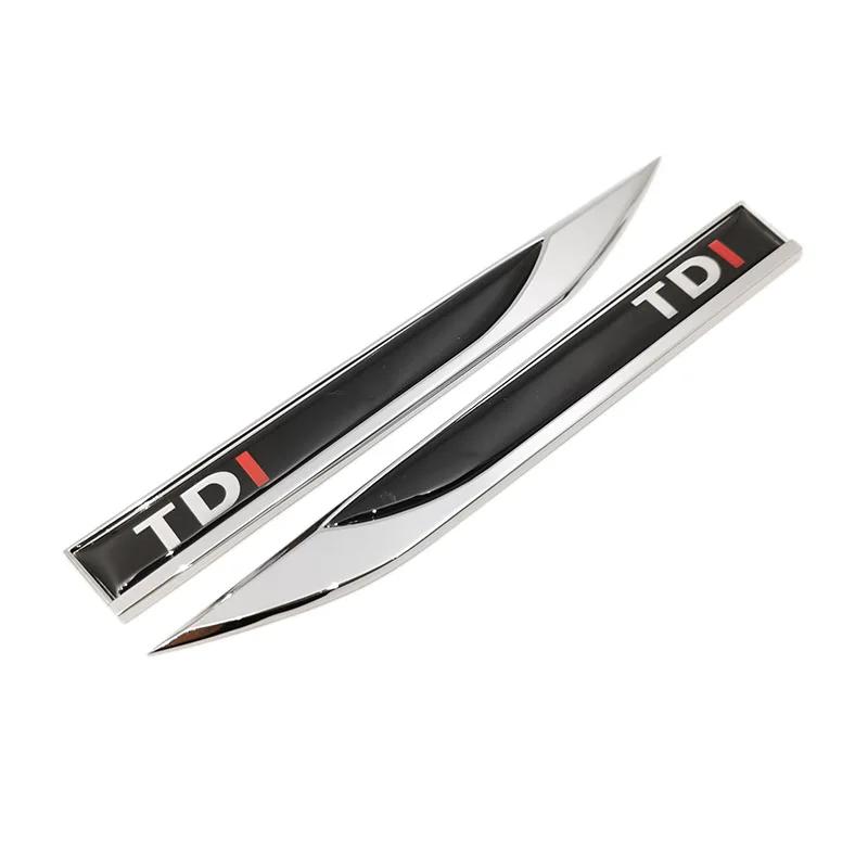 AABIP1 1Pair 3D Metal Epoxy TDI Logo Badge Car Sticker Auto Accessories Fender Emblem Decal For Volkswagen Polo Golf 6 Passat B6 T5 TSI