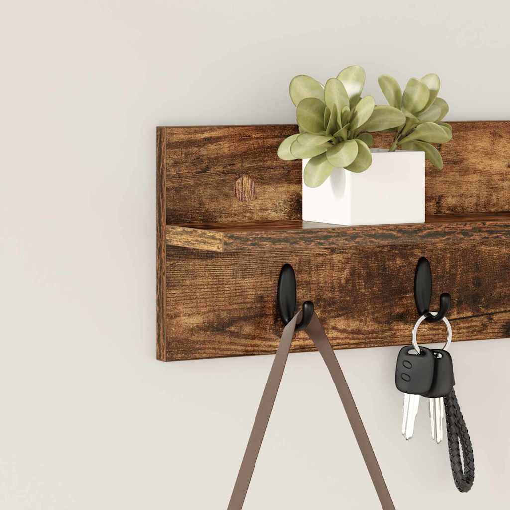 Wall Mounted Nightstand Smoked Oak 60 x 10.5 x 18 cm