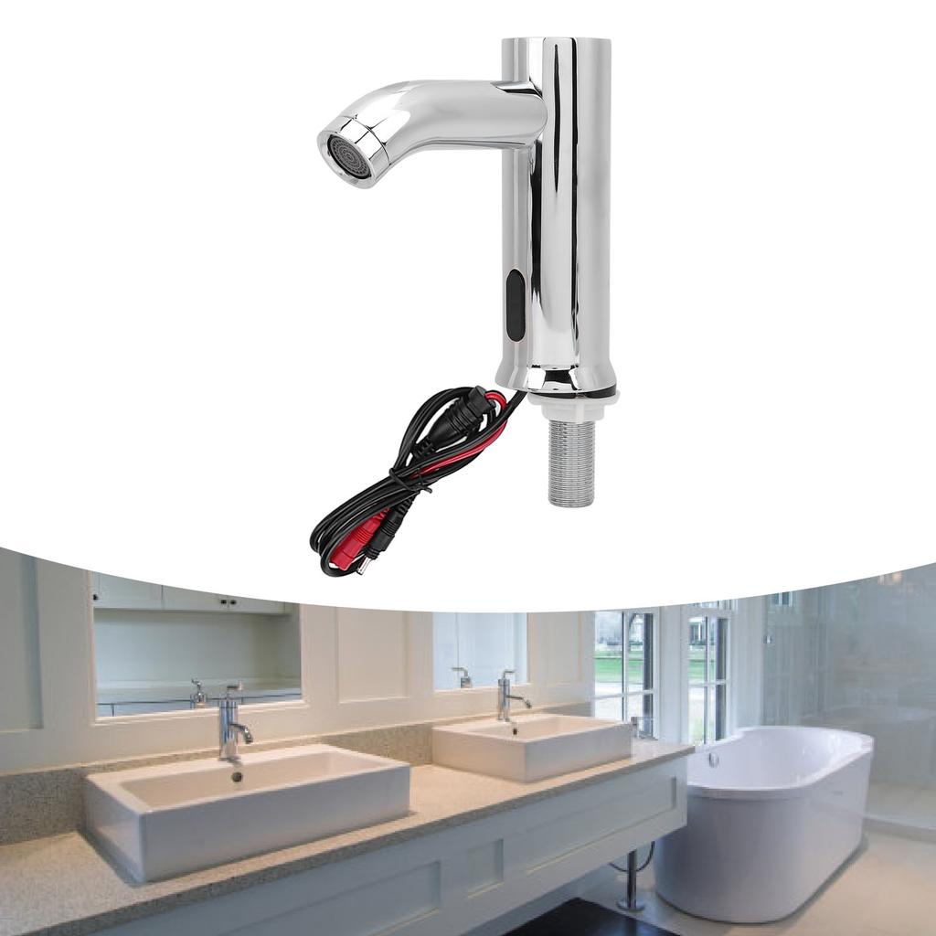 G1/2 Touchless Sink Faucet 10 to 15cm Sensing Range Battery Powered Motion Activated Bathroom Faucet