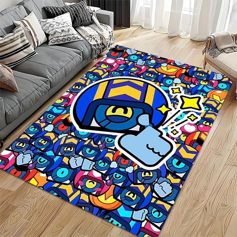 Cartoon Robot Pattern Carpet suitable as a non-slip mat for the living room or bedroom sofa