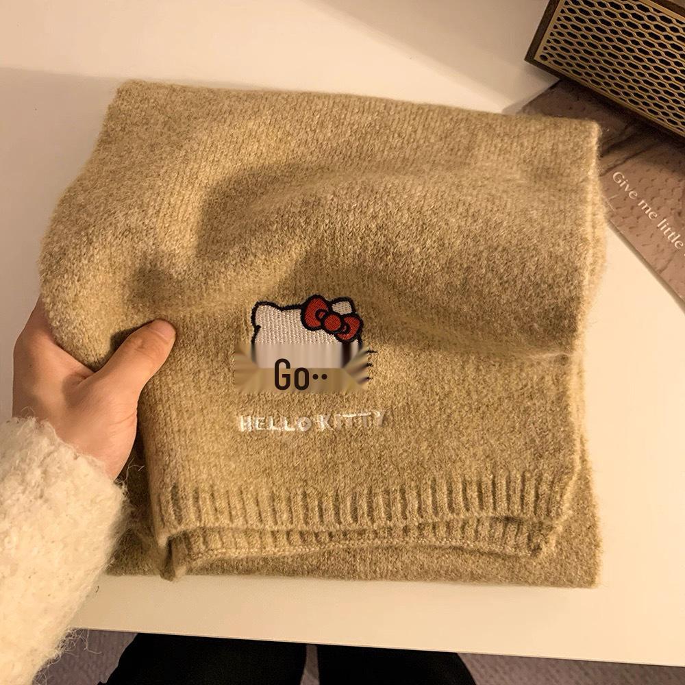 Niedlicher Kätzchen-Wollschal im japanischen Stil: Warmer, dicker, hautfreundlicher Winterschal für Damen