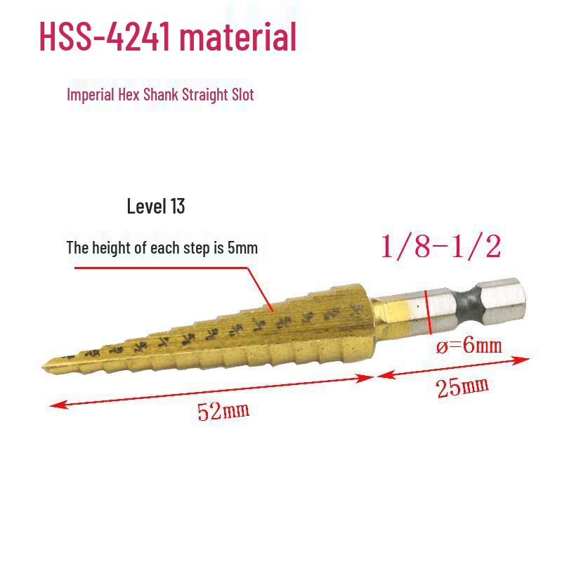 Imperial Step Cone Drill Bit Set: Hex Shank, 3/16''-1/2'', 1/4''-3/4'', 1/8''-1/2'' Options