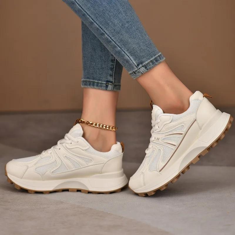 2024 Hot Sale Shoes for Women Lace-up Women's Vulcanize Shoes Fashion Round Toe High Quality Breathable Outdoor Casual Shoes