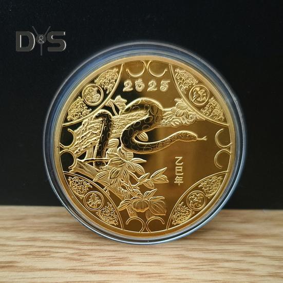 2025 Snake Commemorative Coin Chinese New Year Collectible Iron Coin Year of The Snake Badge Coin for Wealth And Good Luck