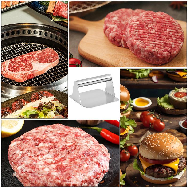Hamburger Meat Press Maker Heavy-Duty Cast Iron Burger Smasher For Griddle Ergonomic Smash Bacon Press Stainless Steel Grill