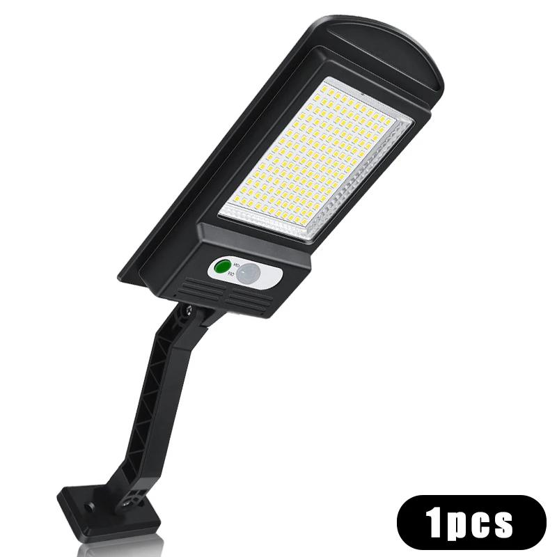 

Уличные солнечные светильники с датчиком движения, водонепроницаемые, 1000 лм, уличный светильник, 168 светодиодов, охранная лампа для освещения садовой стены Cold white 6500K чёрный